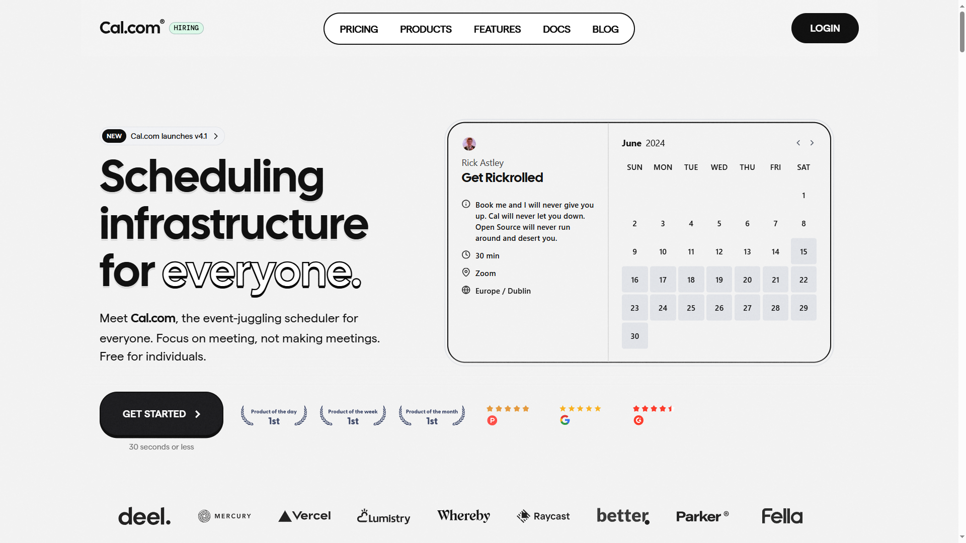 Cal.com booking page showing available time slots for scheduling a discovery call