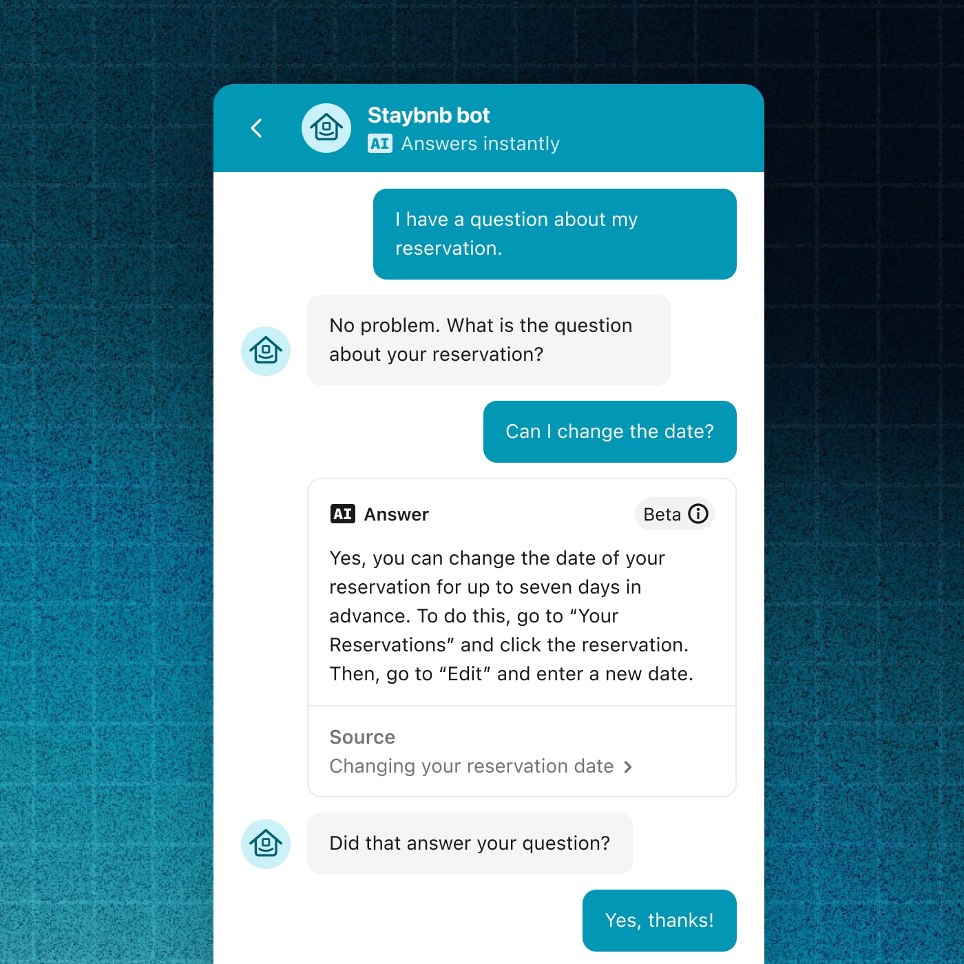 Intercom Fin AI chatbot handling a multi-turn customer support conversation